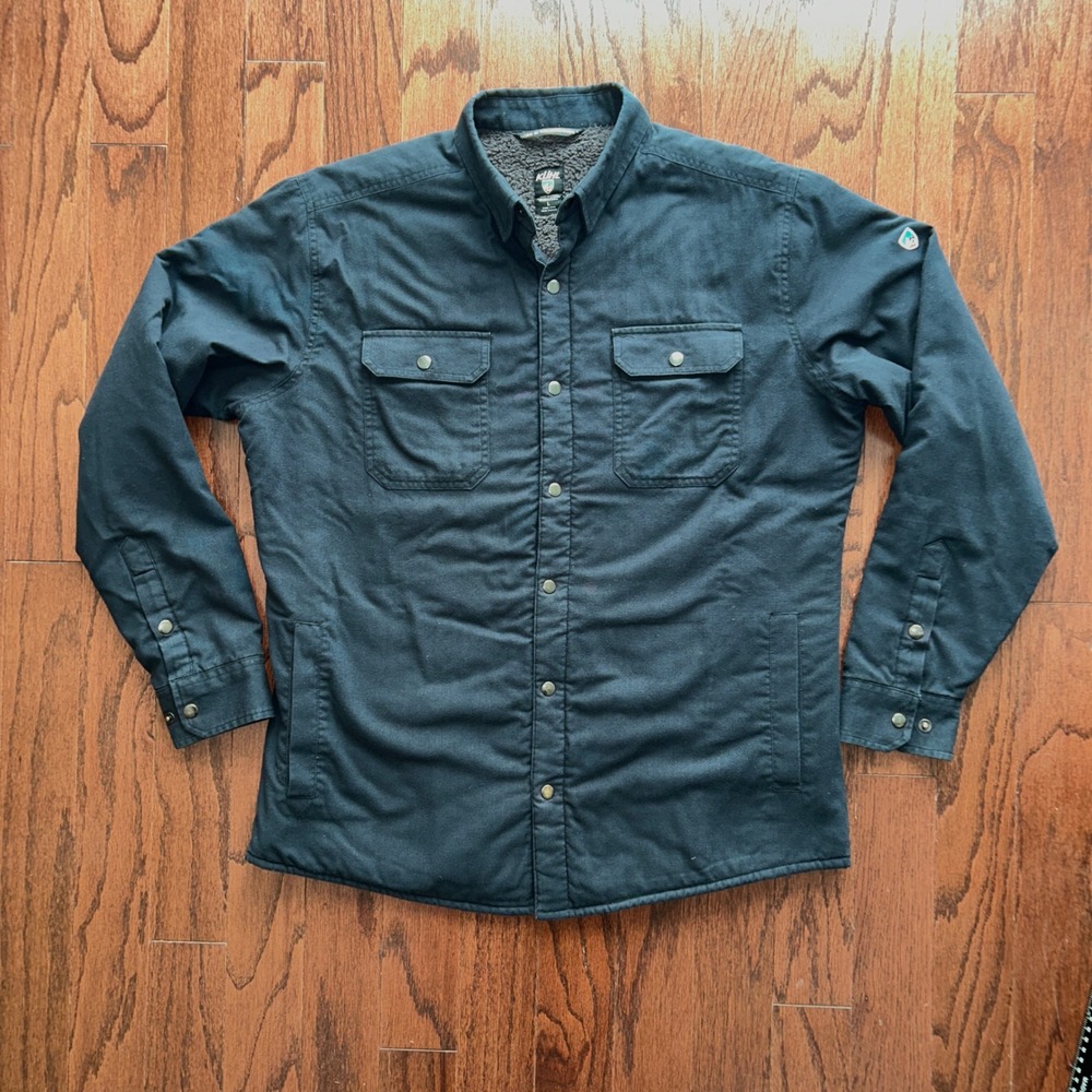 Kuhl Joyrydr Fleece Lined Shirt Jacket Mens Large Charcoal Gray Insulated Jacket